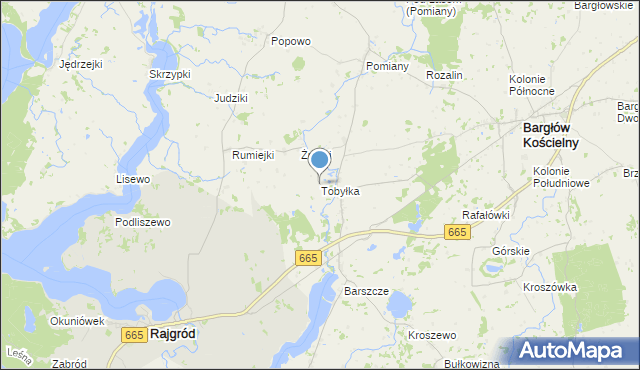 mapa Tobyłka, Tobyłka na mapie Targeo